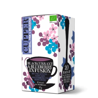 Abbildung von CUPPER Bio Früchtetee &quot;Blackcurrant &amp; Blueberry Infusion&quot;, 20 ungebleichte Teebeutel, umweltfreundlich, fair gehandelt