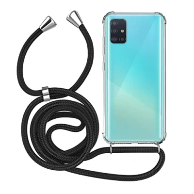Abbildung von MyGadget Handykette für Samsung Galaxy A71 4G [ TPU Hülle mit verstellbaren Band ] Handyhülle Handyband zum Umhängen Kordel Schnur Case Schutzhülle Schwarz