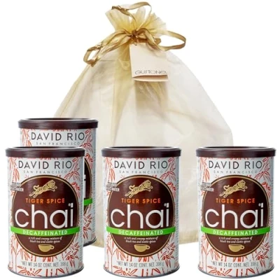 Abbildung von GUSTONE. David Rio Geschenkset Tiger Spice Decaffeinated 4 x 398g Dosen Chai Latte Entkoffeiniert