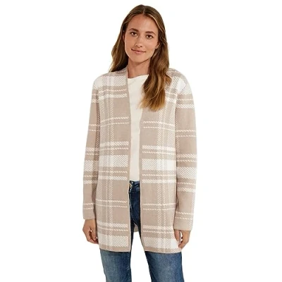 Abbildung von Cecil Karierter Strickjacke, Damen, Größe: Large, Beige