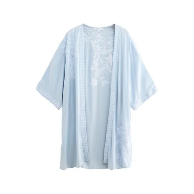 Abbildung von Next Longline Embroidered Kimono Coverup Leichte Jacke, Damen, Größe: Small, Pale blue