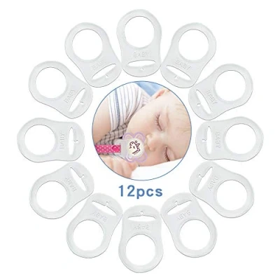 Abbildung von 12 Stück Silikonring für Schnullerkette, Transparent Schnuller Schnullerkette Schnullerring, MAM Silikon Schnullerhalter Adapter