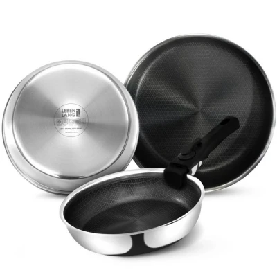 Abbildung von LEBENLANG Pfannenset abnehmbarer griff 4 Tlg. In 22/24/28cm Wabenstruktur I Antihaft Bratpfanne Ofenfeste Pfanne mit abnehmbarem Induktion Pfannen Set Wabenpfanne Brat &amp; Universalpfannen Pan