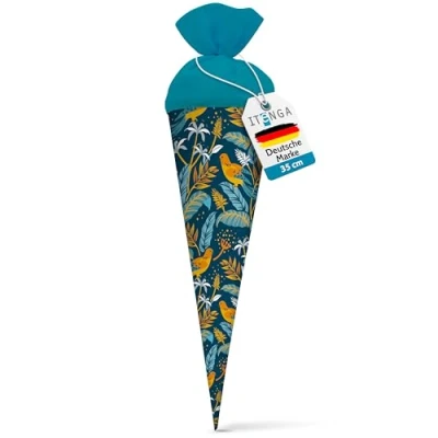 Abbildung von itenga Geschwisterschultüte 35 cm Tiere Pflanzen Muster Geschenkverpackung Schultüte Zuckertüte Filzverschluss Kinder Erwachsene (Vögel)