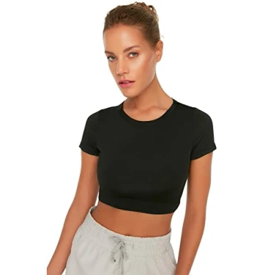 Abbildung von Trendyol Damen Black Crop Sports Blouse, Schwarz, M EU