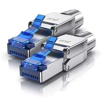 Abbildung von CSL 2x Netzwerkstecker feldkonfektionierbar RJ45 CAT 6 7 8 geschirmt 40 GBit/s 2000 MHz Ethernet werkzeuglos LAN Kabel Crimpstecker Steckverbinder für Netzwerkkabel Verlegekabel