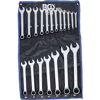 Abbildung von BGS 1219 Maul Ringschlüssel Satz 19 tlg. SW 8 32 mm inkl. Tetron Rolltasche Gabelringschlüssel