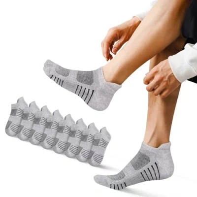Abbildung von EKSHER Sneaker Socken Damen 35 38 Grau 8 Paar Laufsocken Sneakersocken Herrensocken Sportsocken Kurzsocken Tennissocken Anti Schweiß Running Socks Atmungsaktive Baumwolle Strümpfe