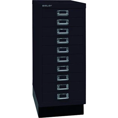 Abbildung von BISLEY MultiDrawer, 29er Serie mit Sockel, DIN A4, 10 Schubladen, Metall, 633 Schwarz, 38 x 27.9 67 cm