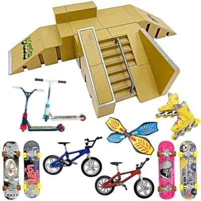 Abbildung von Finger Skateboard Ramp Set, Skatepark Kit 16 teilig, Skate Park inkl. Skateboards, Rampen, Scooter, Skates, and Bikes, Fingerboard Skate, Party Bags for Children&#039;s Birthday
