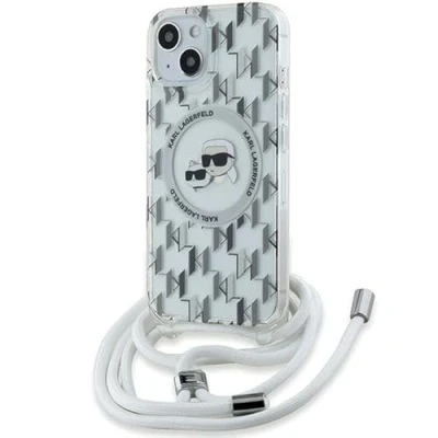 Abbildung von CG Mobile Karl Lagerfeld KLHMP15SHCKCKLCT Hülle für iPhone 15/14 / 13 6.1&quot; transparent hardcase IML Crossbody Monogram &amp; Choupette Head