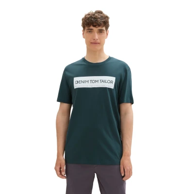 Abbildung von TOM Tailor Denim LOGO Tshirt print, Herren, Größe: Medium, Dark gable green