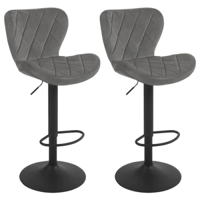Abbildung von WOLTU Barhocker 2er Set, Barstuhl höhenverstellbar, Drehhocker 360, Hocker mit Rückenlehne Fußstütze, Bistrostuhl ergonomisch, Samt Metallgestell, für Bar Bistro Kücheninsel, Dunkelgrau, BH419dgr 2