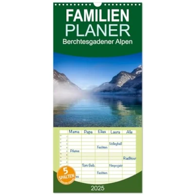 Abbildung von Familienplaner 2025 Berchtesgadener Alpen Land von Watzmann und Königssee mit 5 Spalten (Wandkalender, 21 cm x 45 cm), CALVENDO