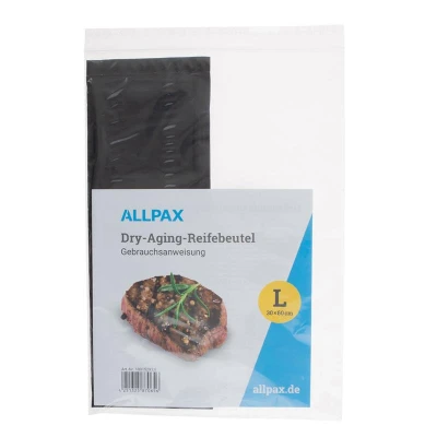 Abbildung von ALLPAX Dry Aging Beutel 30 x 60 cm Größe L Steak Fleisch Roastbeef Entrecôte Salami, Aged Vakuumbeutel Reifebeutel kaufen