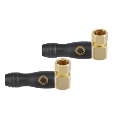 Abbildung von Oehlbach Transmission Shift S90X2 koaxial F Stecker IEC (m/m) (Satelliten Winkelstecker, Adapter, schraubbar) vergoldet für TV/Radio Anschluss 2 Stück