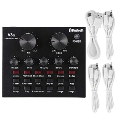 Abbildung von V8S Externe Live Broadcast Soundkarte, Support Clouds Soundeffekt mit USB Ladekabel, Voice Changer Gerät, für Computer Telefon usw.