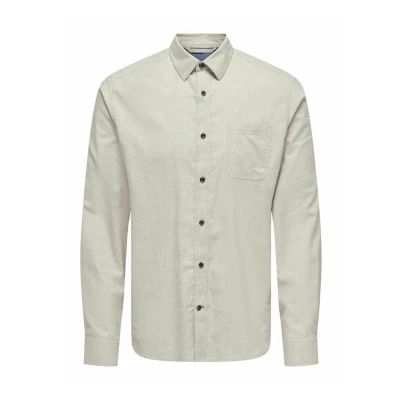 Abbildung von Only &amp; Sons Normal Geschnitten Kragen Hemd, Herren, Größe: Small, Silver lining