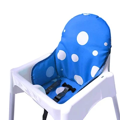 Abbildung von ZARPMA Sitzbezüge Kissen Kompatibel für IKEA Antilop Hochstuhl, Waschbar Faltbarer Baby Hochstuhl Bezug Kinder Sitz Covers Stuhlkissen (Meeresblau)