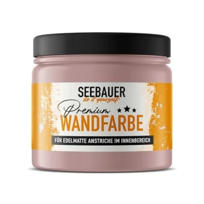Abbildung von SEEBAUER diy Wandfarbe lila 300ML für Innen (No. 965 Asian Dawn) Edelmatte Innenfarbe Violetttöne sehr hohe Deckkraft Matt, Abwaschbar und Tropffrei