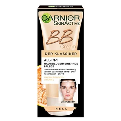 Abbildung von Garnier BB Cream, 5 in 1 Blemish Balm, LSF 15, mit Vitamin C Komplex und Mineralpigmenten, Miracle Skin Perfector, Farbe Hell, 50 ml