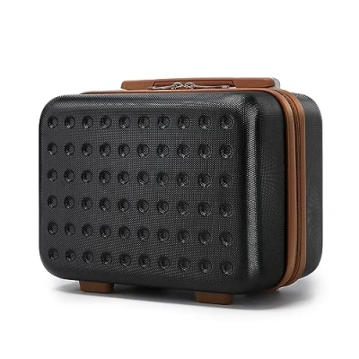 Abbildung von KONO Kosmetikkoffer Schminkkoffer Leicht Handgepäck Tragbar Beautycase Damen 100% ABS Make Up Koffer mit Handgriff und Reißverschluss Hartschalen 31 * 22 18cm Schwarz