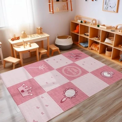 Abbildung von Kinderteppich Prinzessin Design, Carpettex, Rechteckig, Höhe: 7 mm, Teppich Kinderzimmer Design Rutschfest Waschbar