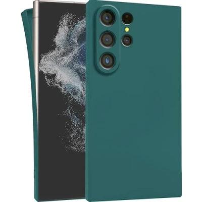 Abbildung von MyGadget Hülle kompatibel mit Samsung Galaxy S24 Ultra robuste Handyhülle TPU Case Slim Silikonhülle Back Cover Kratzfest Schutzhülle Matt Olivgrün