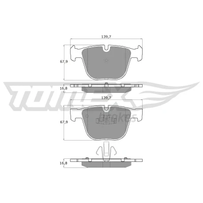 Abbildung von TOMEX brakes TX 16 67 Bremsbelagsatz Hinterachse für Verschleißwarnanzeiger vorbereitet BMW: 7, 5 GT