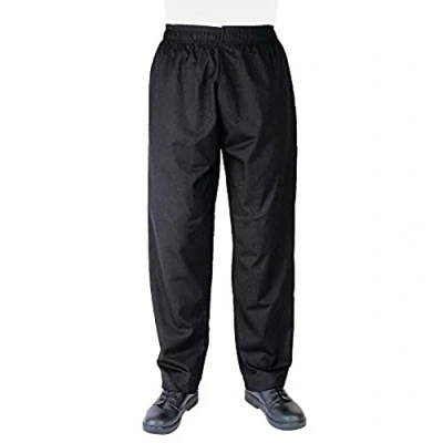 Abbildung von Whites Vegas Unisex Kochhose mit Gummibund, Größe: XL / 42 44 Zoll, Schwarz, Polycotton, professionelles Aussehen, geeignet für gewerbliche Wäsche, A582
