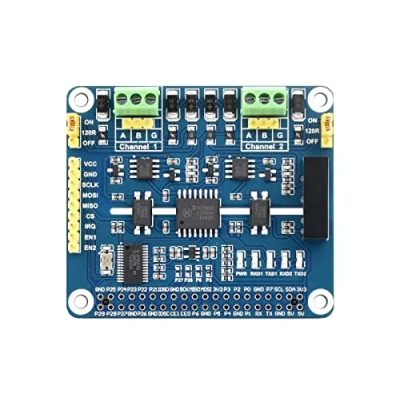 Abbildung von Waveshare 2 Channel Isolated RS485 Expansion HAT for Raspberry Pi SC16IS752+SP3485 Solution with Multi Onboard Protection Circuits