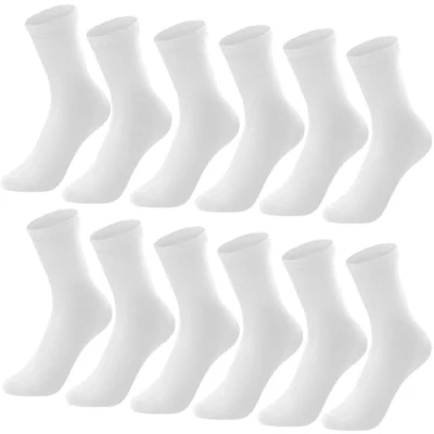 Abbildung von L&amp;K II 12er Kindersocken Sportsocken für Jungen Teenager Jugend aus Baumwolle Wintersocken lang 2027 weiss Gr.39 42