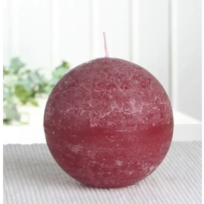 Abbildung von Rustik Kugelkerze, 8 cm ?, rubinrot bordeaux