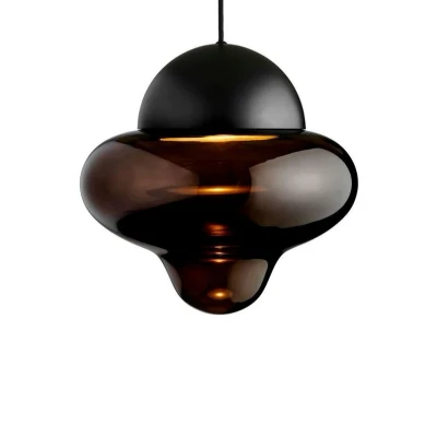 Abbildung von LED Hängeleuchte Nutty XL, braun / schwarz, Ø 30 cm, Glas