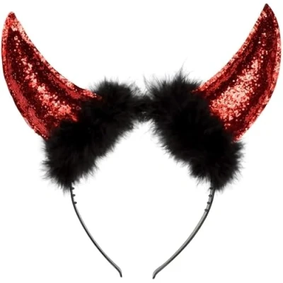 Abbildung von Boland Kostüm Teufelshörner Haarreif glitter, Verführerischer Kopfschmuck für Karneval und Halloween
