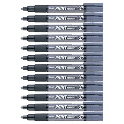 Abbildung von Pentel MMP20 NO Permanent Marker 2,0 mm Rundspitze Lackmarker, 12 Stück, grau