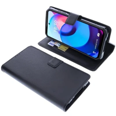 Abbildung von foto kontor Tasche kompatibel mit Oukitel WP27 Schutzhülle schwarz Book Style Case Handy Schutz Hülle Buch Wallet Handyhülle Cover Klapphülle Ständer Handytasche