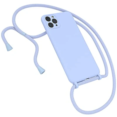 Abbildung von EAZY CASE Premium Silikon Handykette kompatibel mit iPhone 11 Pro Max Handyhülle Umhängeband, Handykordel Schutzhülle, Silikonhülle, Hülle Band, Kette für Smartphone, Hell Blau