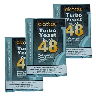 Abbildung von 3 x Alcotec 48 Pure Turbo Super Hefen Pakete mit hohem Alkohol 20% für Homebrew Wodka