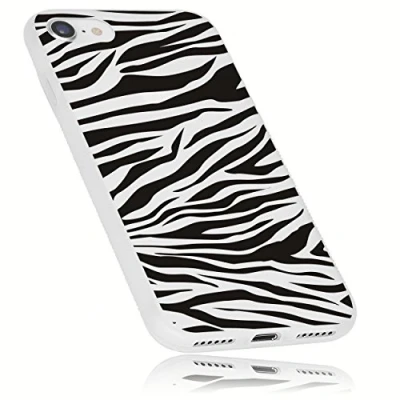 Abbildung von mumbi Hülle kompatibel mit iPhone SE 2022 / 2020 7 8 Handy Case Handyhülle double GRIP Motiv Zebra, transparent weiss