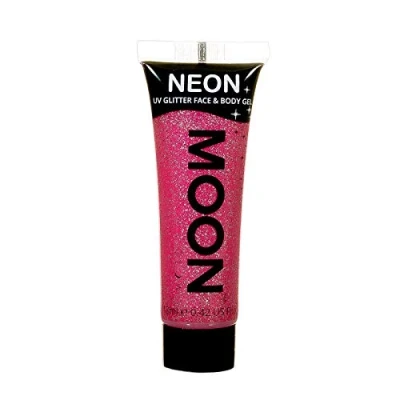 Abbildung von Moon Glow, Neon UV Glitzer Gesichts und Körpergel, Gesichtsfarbe (Rubinrosa, 12 ml (1 Stück))