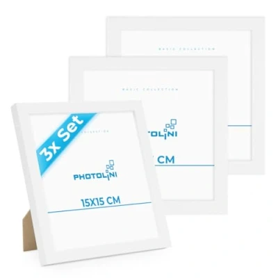 Abbildung von PHOTOLINI Bilderrahmen 3er Set, stabiles MDF Holz, mit Acrylglas, extra Zubehör