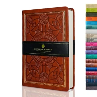 Abbildung von Victoria&#039;s Journals Tagebuch, Vintage Kunstleder, Hardcover, liniertes, altmodisches Reisetagebuch, 14,5 x 20,5 cm, Braun