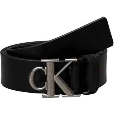 Abbildung von Calvin Klein Jeans Monogram Plaque Buckle Gürtel Black/antique silvercoloured, Herren, Größe: 105, silver coloured