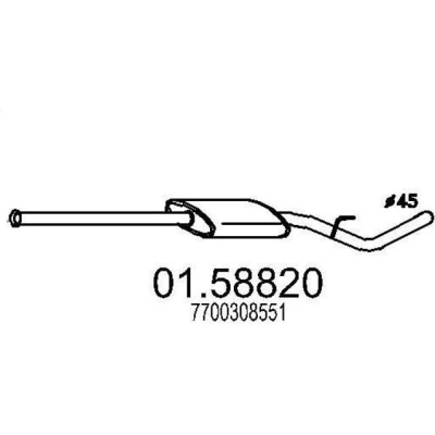 Abbildung von MTS 01.58820 Mittelschalldämpfer 1740 RENAULT: Kangoo I