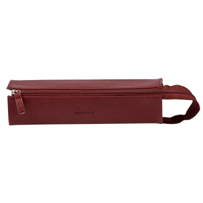 Abbildung von Rhodia 319027C Schlampermäppchen Rhodiarama, rechteckig 23x5x5 cm, flache Öffnung, langer Reißverschluss, praktisch und elegant aus Kunstleder Weinrot, 1 Stück
