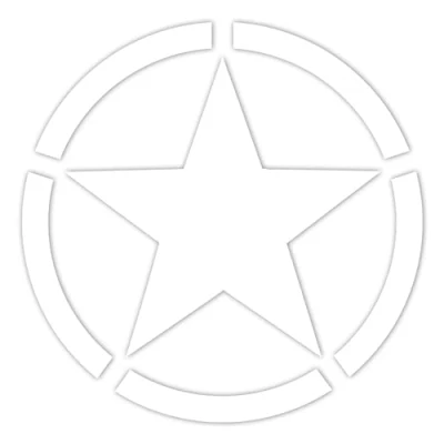 Abbildung von Finest Folia 2er Set Autoaufkleber Army Stern Sticker Folie für Auto Motorrad Anhänger Aufkleber US Star selbstklebend wetterfest Kfz Zubehör K167 (Weiß Glanz, 20x20cm)