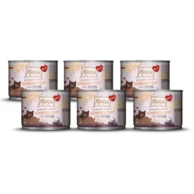 Abbildung von MjAMjAM Premium Nassfutter für Katzen Duett Hühnchen Filet küsst Pferd, 6er Pack (6x190g), getreidefrei
