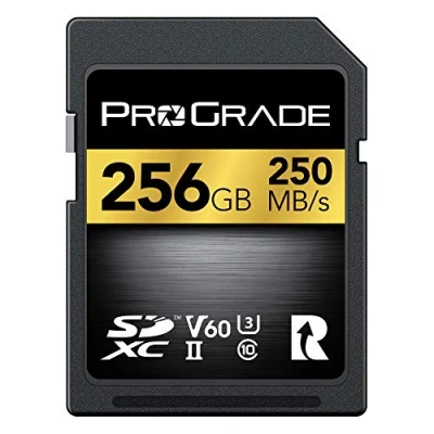 Abbildung von SD UHS II 256 GB Karte V60 Schreibgeschwindigkeit bis zu 130MB/s und Lesegeschwindigkeit von 250MB/s Für professionelle Filmemacher, Fotografen Kuratoren Inhalten Prograde Digital