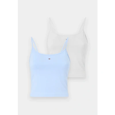 Abbildung von Tommy Jeans TJW Essential Strap 2 PACK Top, Damen, Größe: 32, Ecru/sweet blue